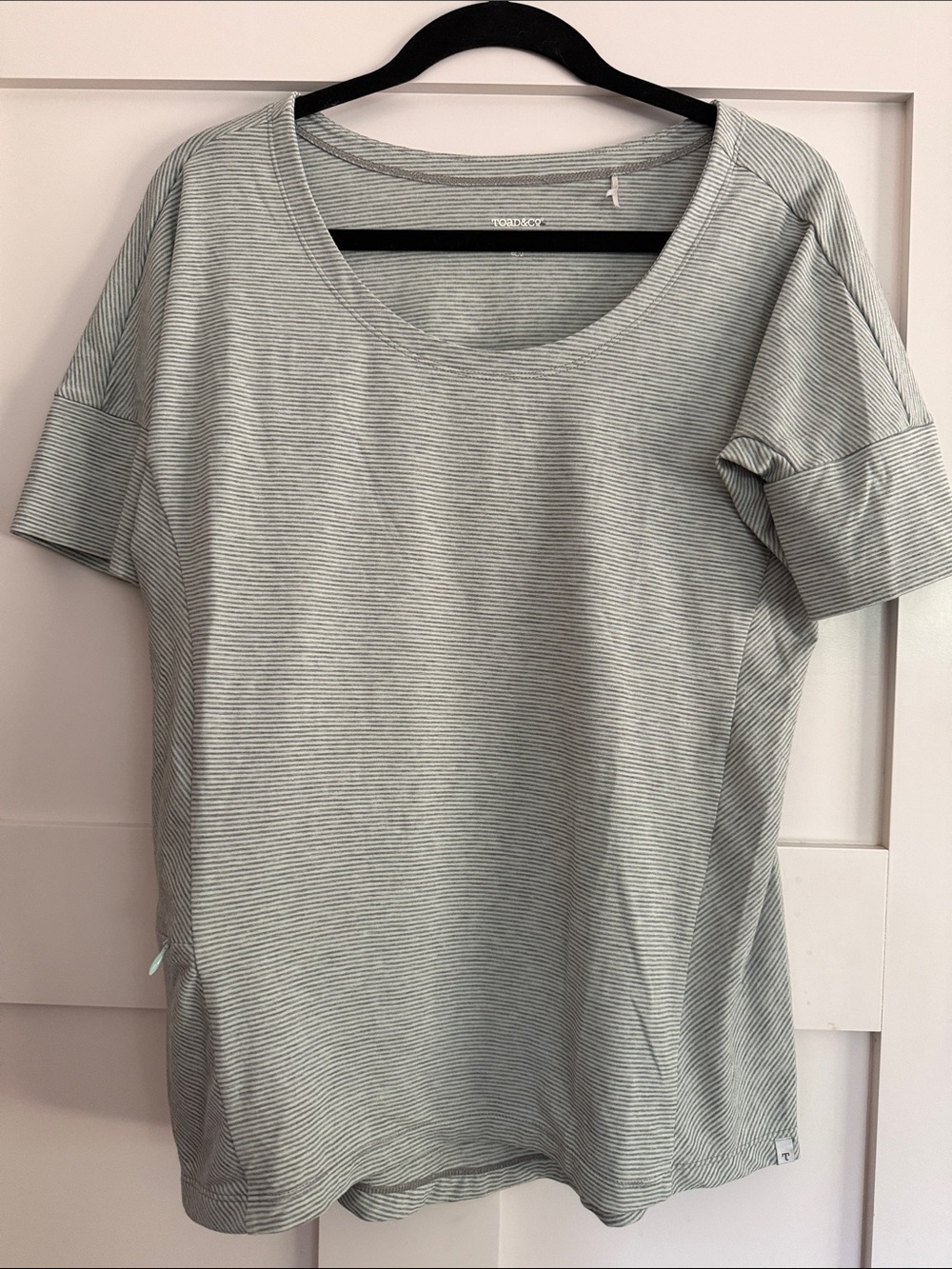Toad & Co Women’s Short Sleeve Scoop Neck Top - Light Sage Stripe